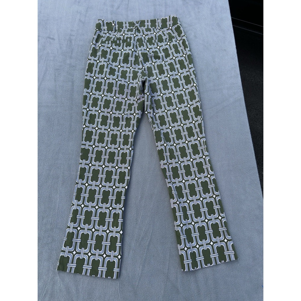 Anthropologie The Essential Collection Green Geometric Pants Wmn's Size 2 Flare